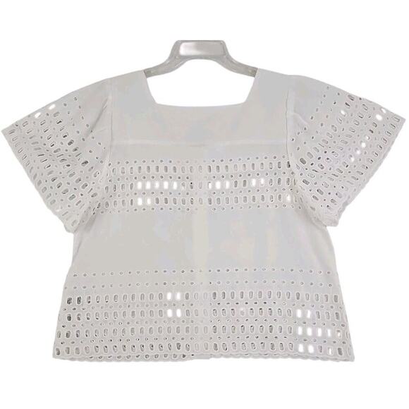 Calypso~Woman Size S~White 100 % Cotton Button-Up Shirt Blouse Shirt Sleeve NWT. - Picture 14 of 16